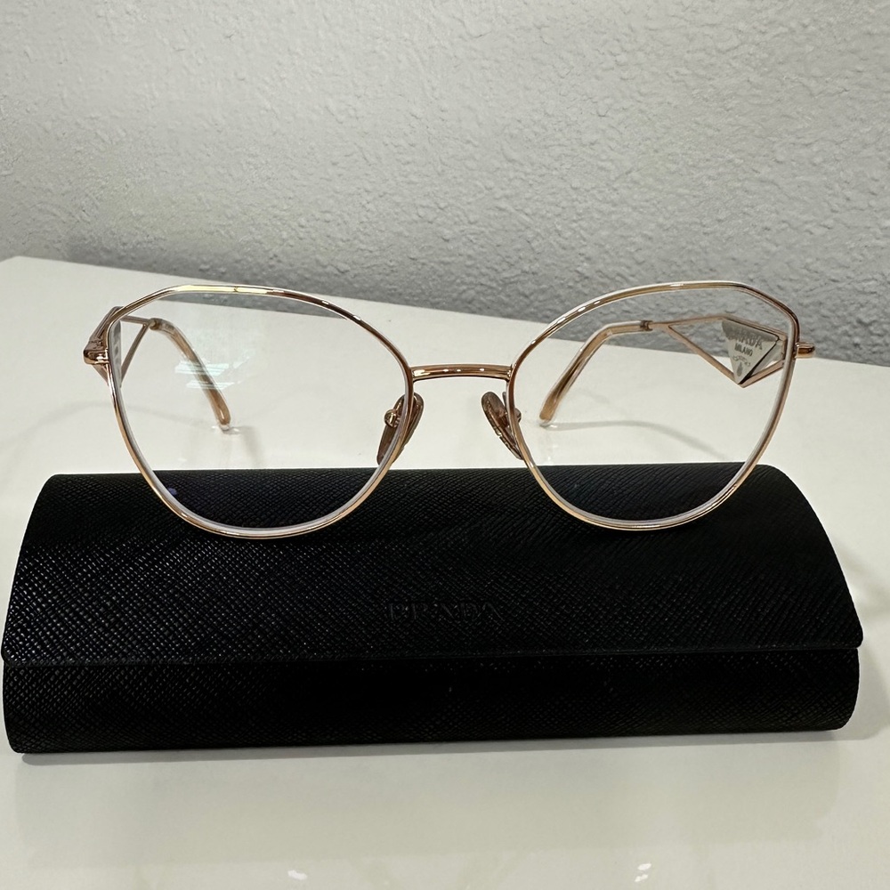 Prada Rose Gold Women's Metal Frame Glasses -